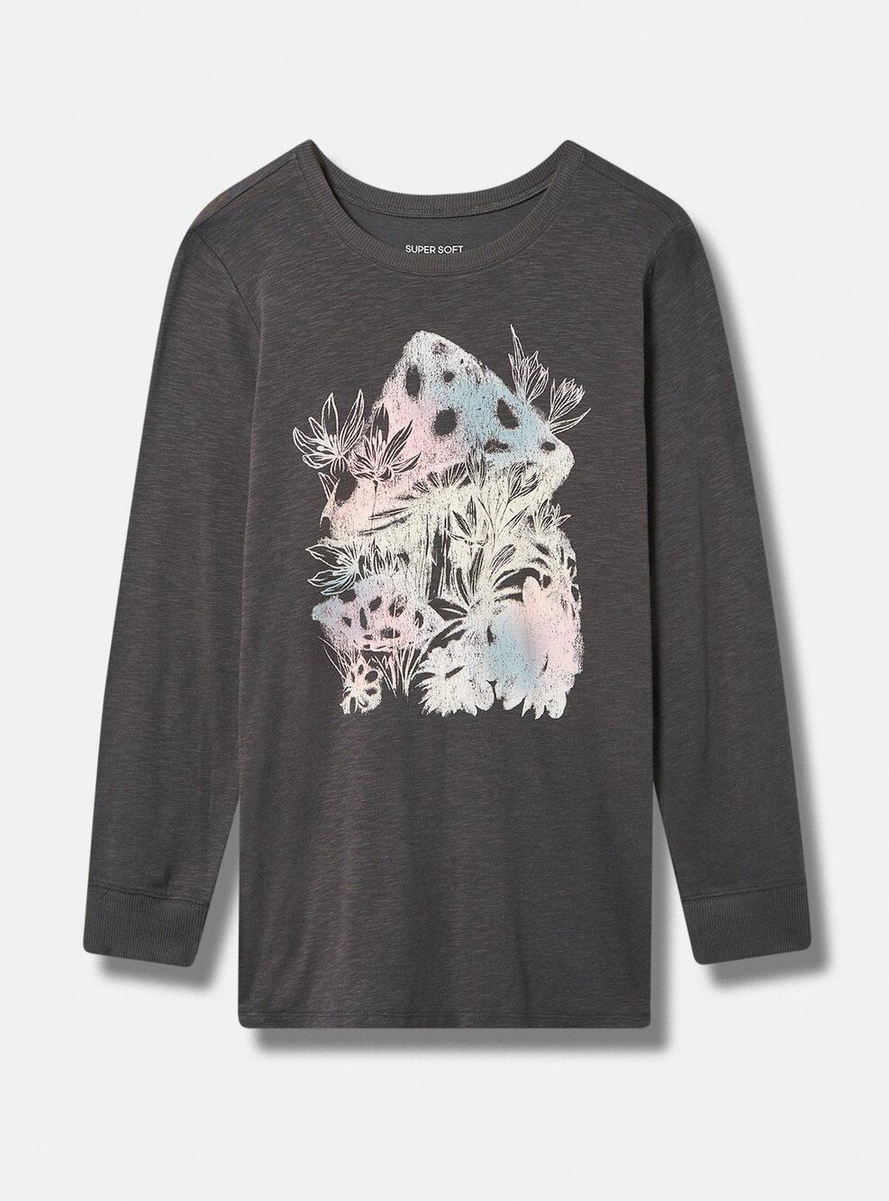 Torrid Mushroom Classic Fit Super Soft Slub Crew Neck Long Sleeve Tee, NWT